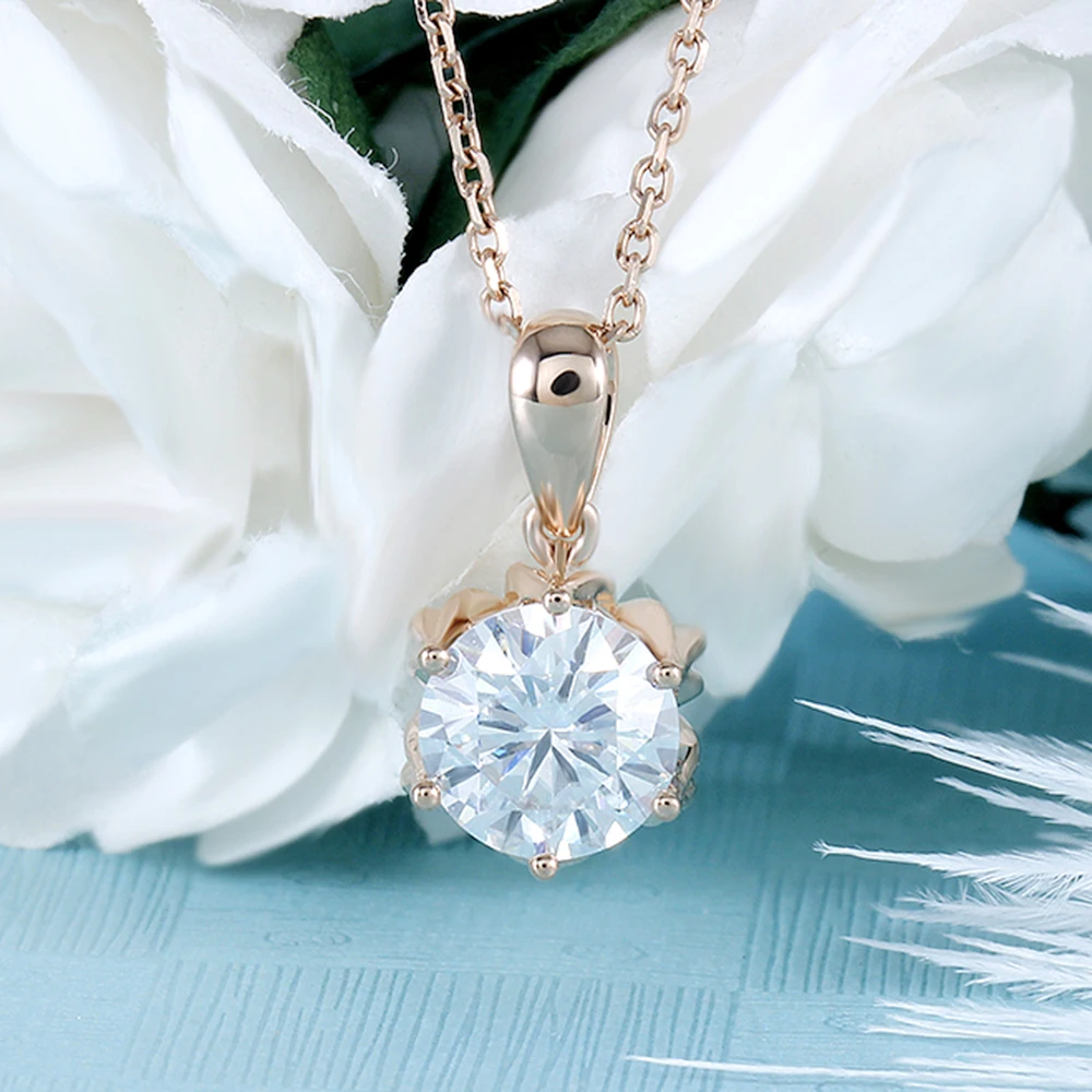 Ожерелье из розового золота DovEggs 18K 750 1CTW 6 5 мм F цвет бриллиант с 14-дюймовой