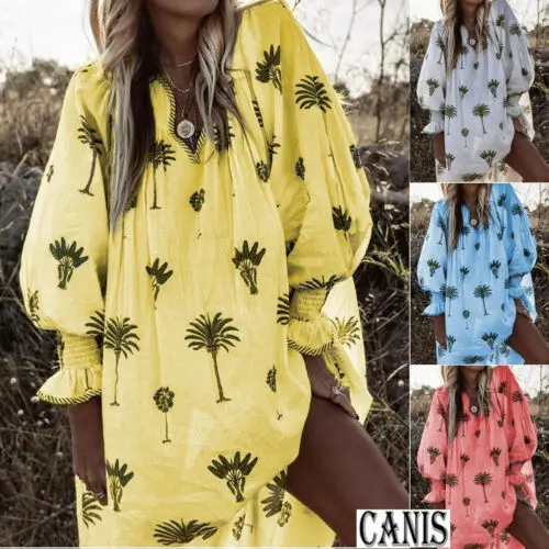 Платье женское с длинным рукавом повседневный длинный сарафан из хлопка и льна