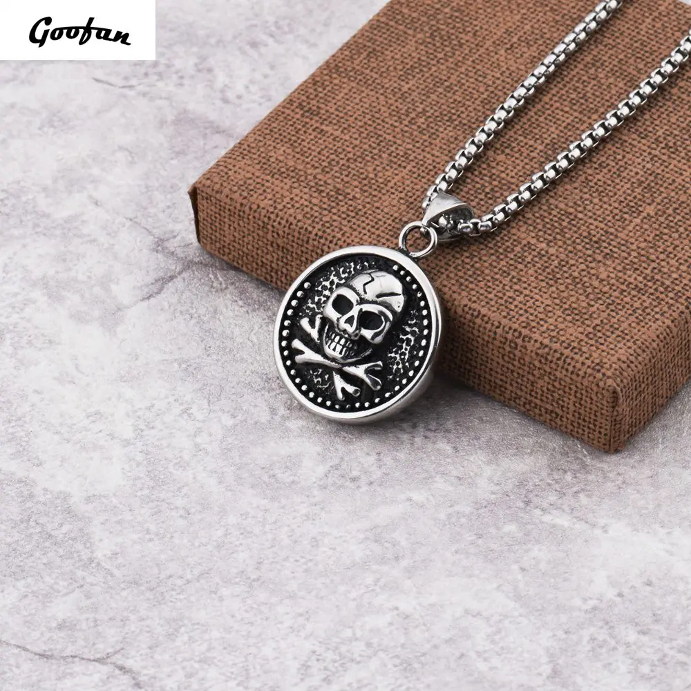 2017 Новинка хип хоп Goofan Скелет круглый кулон ожерелье из нержавеющей стали модные