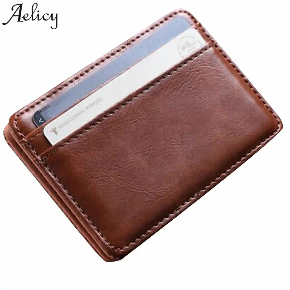 Aelicy новые мужские кошельки кредитницы Мини Волшебный Кошелек двойной кожаный