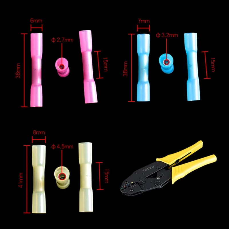 Горячая 200 шт термоусадочные стыковые разъемы изолированные водонепроницаемые