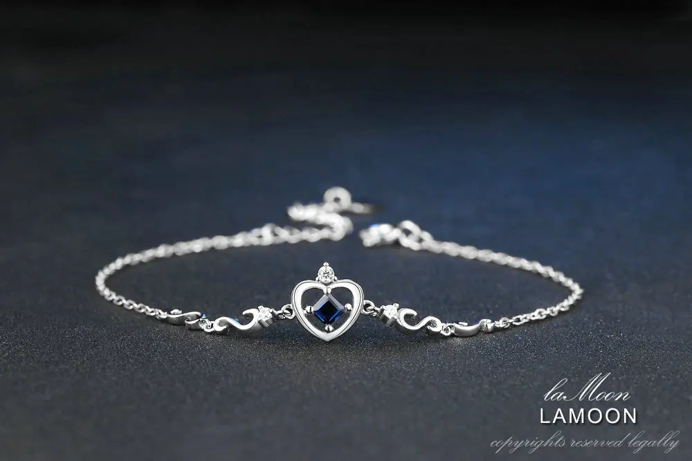 Ламон ворона принцесса огранка 0.2ct настоящий синий сапфир 925 пробы серебряные ювелирные изделия S925 браслет LMHI029