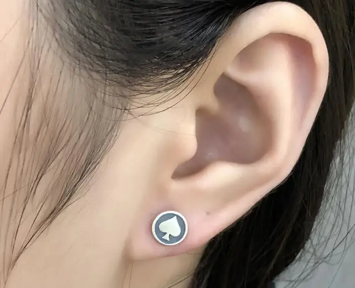 Оптовая Чистый Стерлингового Серебра 925 Серьги Стержня Для Женщин Мужчин Покер