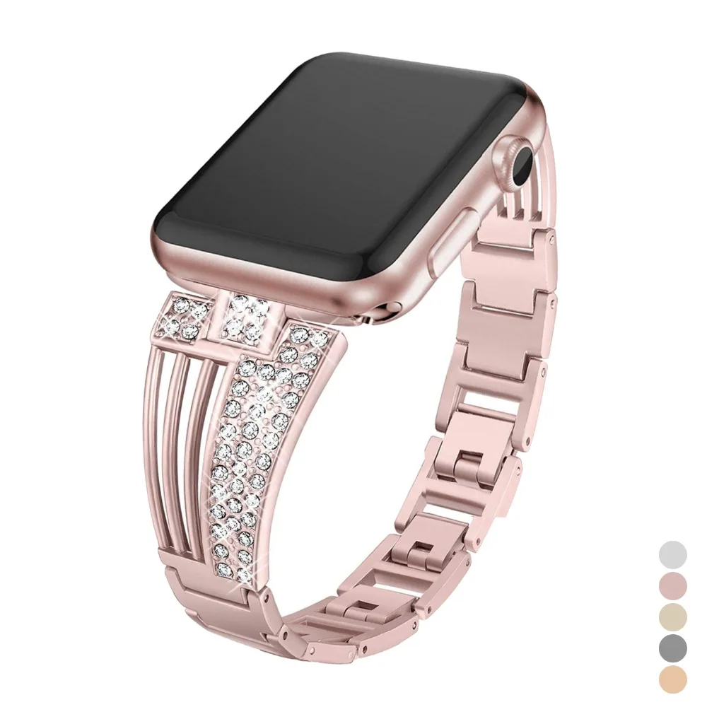 Для Apple Watch, ремешок из сплава для женщин, зубчатый бриллиант, для Apple, умные часы серии 4, 3, 2, 1, для I Watch, полосы 38, 40 мм, 42 мм, 44 мм