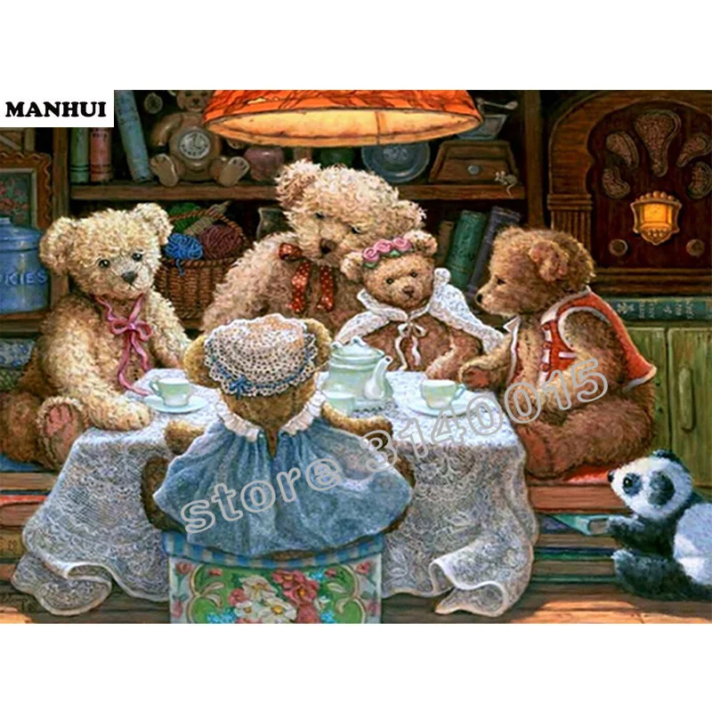 

Bears party Diamond painting cross stitch full Diamond embroidery Europe Home decoration Square drill animal series BFC087