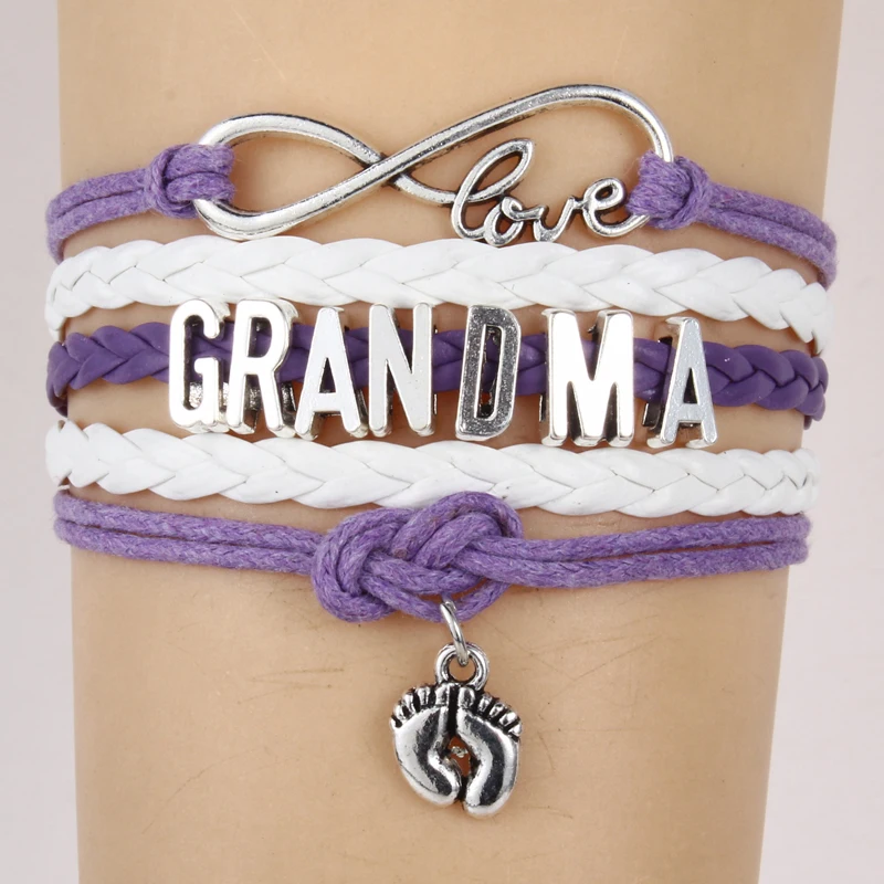 (10 шт./лот) Бесконечная любовь мамы и бабушки браслеты сердце Шарм ручной работы