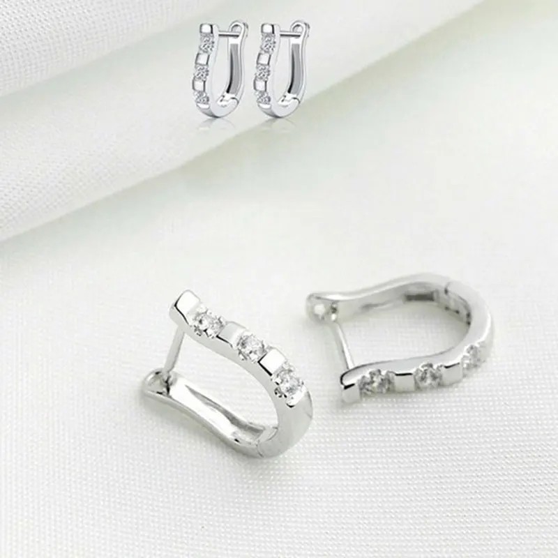 Одна пара модные женские посеребренные хрустальные стразы серьги-кольца