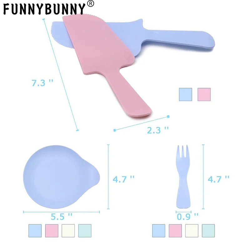 Одноразовый пластиковый десертный набор четыре цвета включает в себя 5 тарелок и