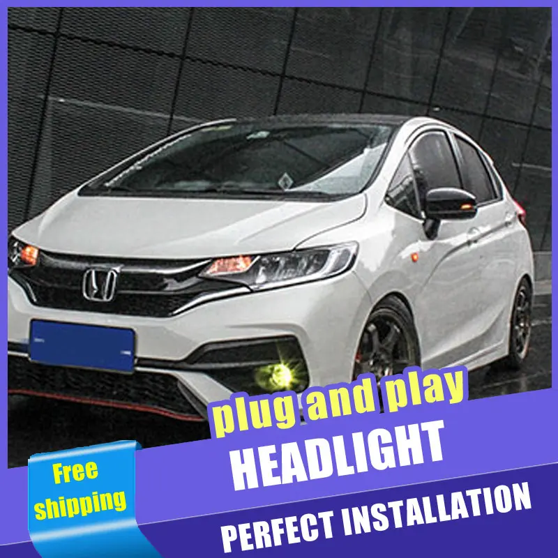 2 шт. автомобиль Стиль все-светодиодный фары для Honda fit 2013-2019 подходит налобный