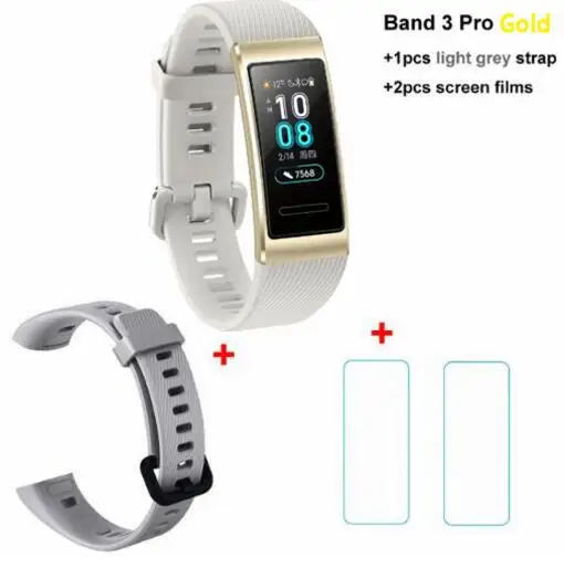 huawei Band 3 Pro Smartband gps металлическая рамка Amoled полноцветный дисплей сенсорный экран Датчик сердечного ритма датчик сна - Цвет: gold x grey x film