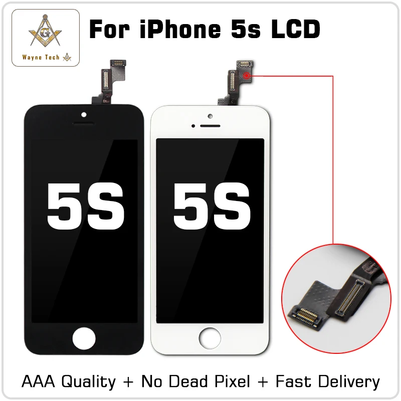 50 шт./лот AAA Качество без битых пикселей конкурентоспособная цена для iPhone 5S LCD