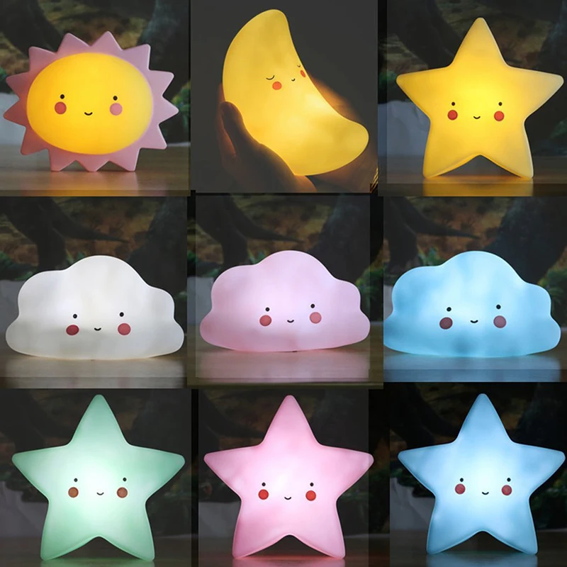 Детский ночник для сна в скандинавском стиле с облачной звездой солнцем и луной