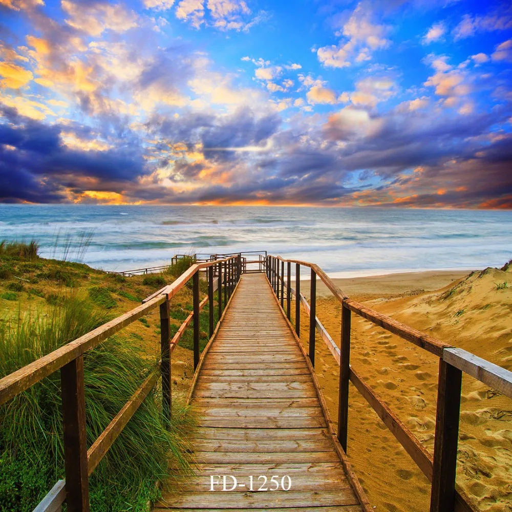 Walkway Приморский голубое небо фоны для фотосъемки детей новорожденный виниловый