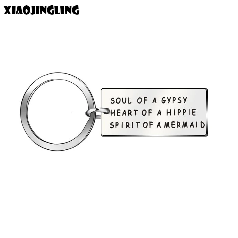 XIAOJINGLING High Quality Stainless Steel Keychain Trendy Soul Of A Gypsy Charm Letter Keyring Car Keyfob Trinket Jewelry | Украшения и
