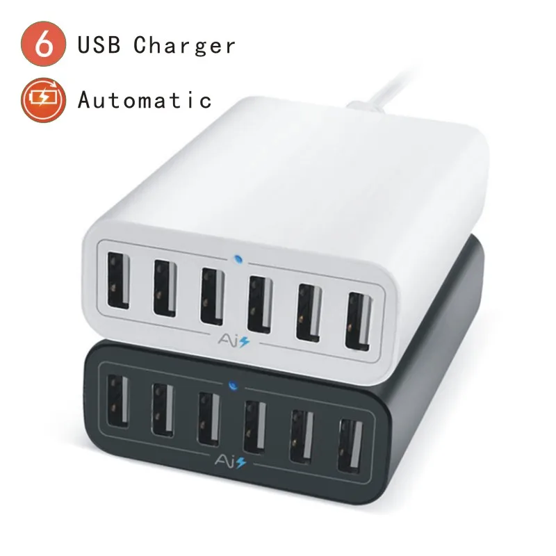 Универсальное настольное зарядное устройство адаптер 60 Вт 5V12A 6 портов Multil USB