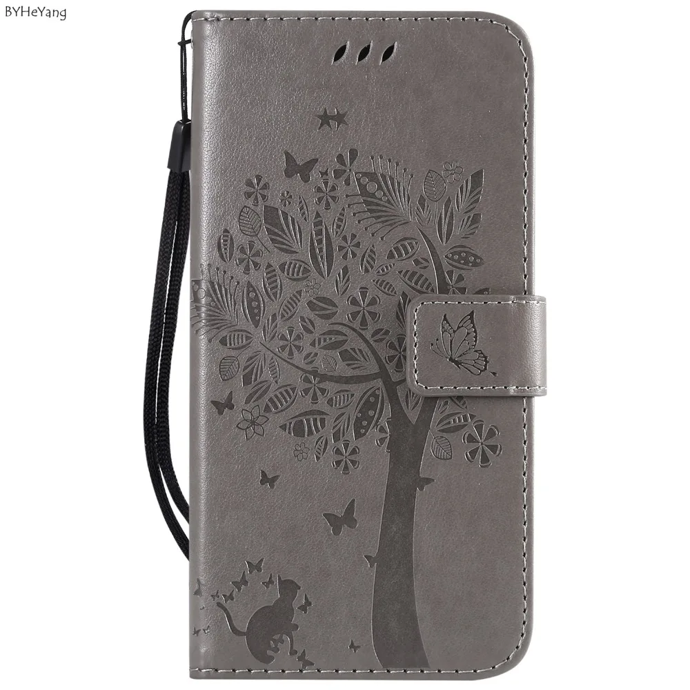 Кожаный чехол для Fundas Motorola Moto One Power Tree Cat бумажник с откидной крышкой и магнитным
