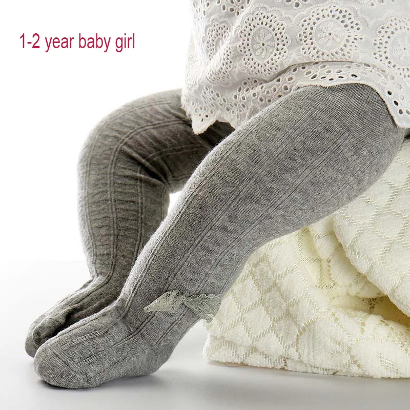 2 gray 1-2y От 0 до 2 лет колготки для малышей хлопковые колготки для новорожденных девочек и мальчиков детские колготки с кружевным бантом, Meisje, колготки для малышей, колготки, чулки Strumpfhose - Цвет: 2 gray 1-2y