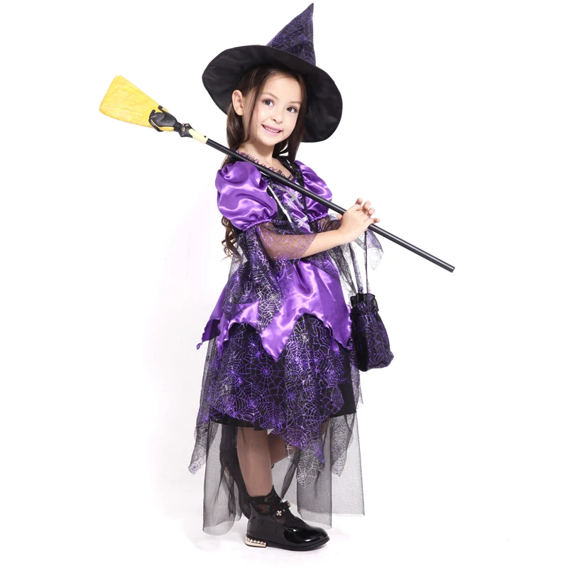 Новое поступление фиолетовый костюм ведьмы на Хеллоуин для девочек игривое