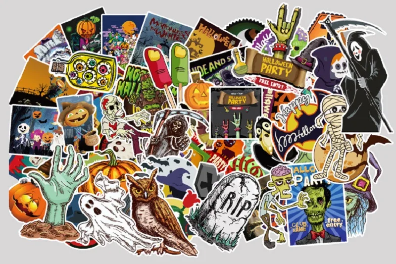 Цветные наклейки из ПВХ для Хэллоуина 100 шт. на велосипедный чемоданчик