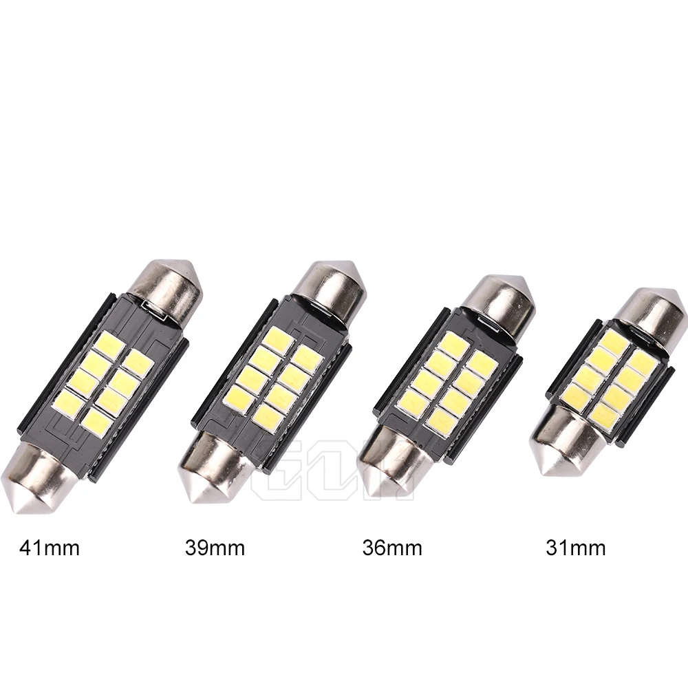 2 x светодиодная гирлянда с can-шиной 8SMD 31 мм 36 мм 39 мм 42 мм SV8.5 C10W C5W светодио дный 2835 SMD Чтение свет автомобиль купол лампы Подсветка регистрационного номера