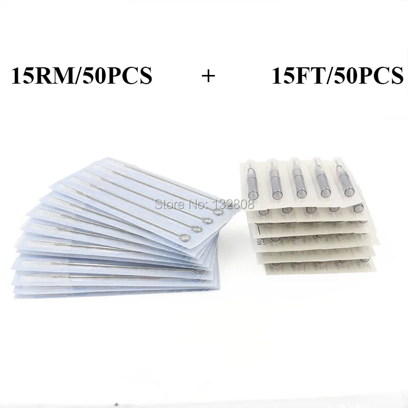 

(15RM+15FT) Tattoo Needles and Tubes Mixed 100PCS - Professioanl Tattoo Needles 15RM + Disposable Plastic Tattoo Tips 15FT Combo