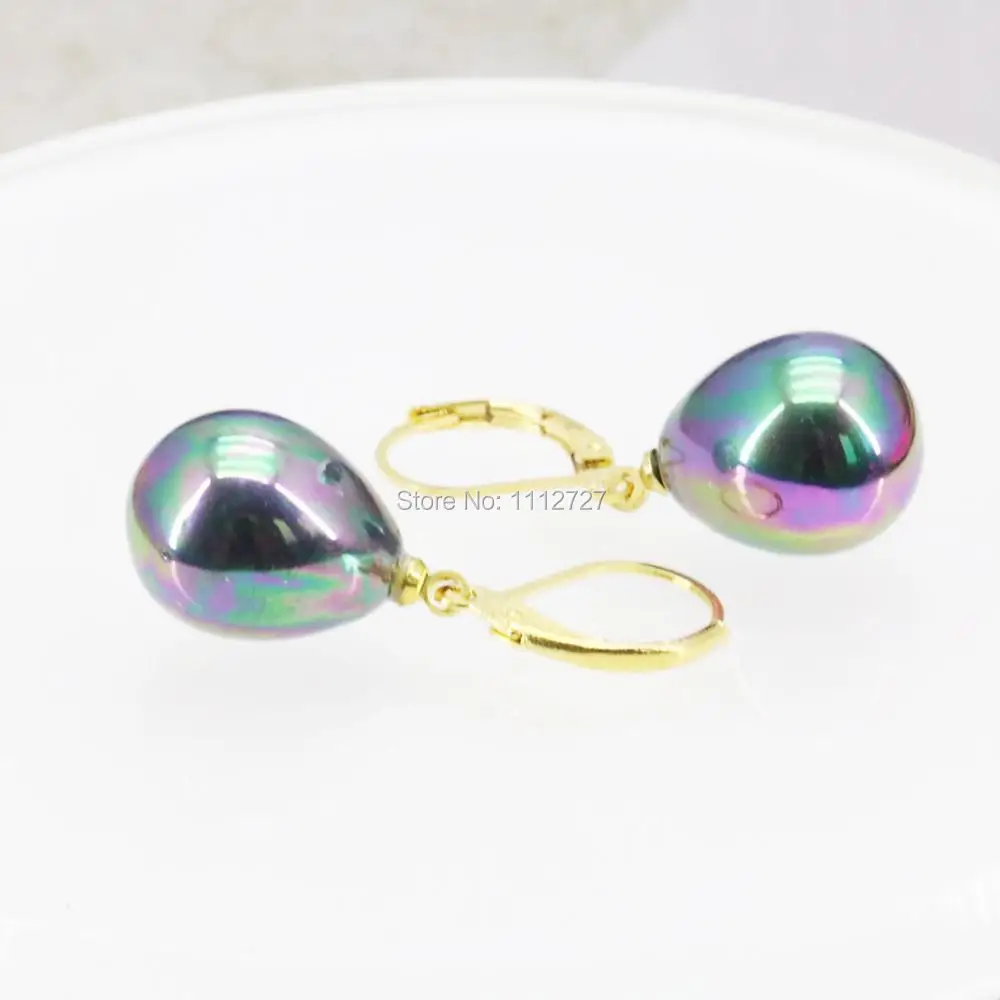 Женские серьги капельки с жемчугом черные натуральным 12 х16 мм|shell pearl earrings|pearl shell
