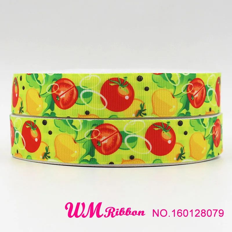 Лента Корсажная Q & N с принтом овощей 16 мм 22 25 38 50 75 ярдов/рулон|ribbon 16mm|printed grosgrain