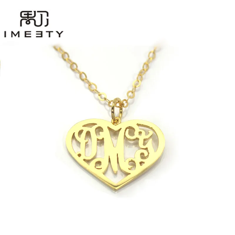 Ожерелье IMEETY с именной табличкой в форме сердца индивидуальное ожерелье monogam