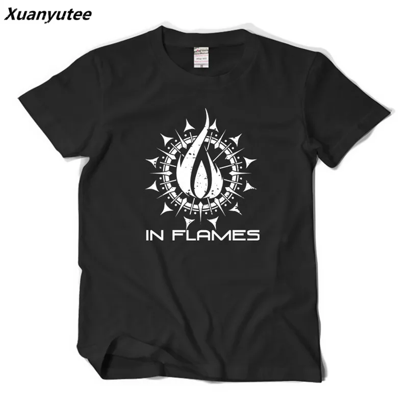 Xuanyutee In Flames Hard Rock Модная стильная мужская футболка с принтом хлопковая Футболка