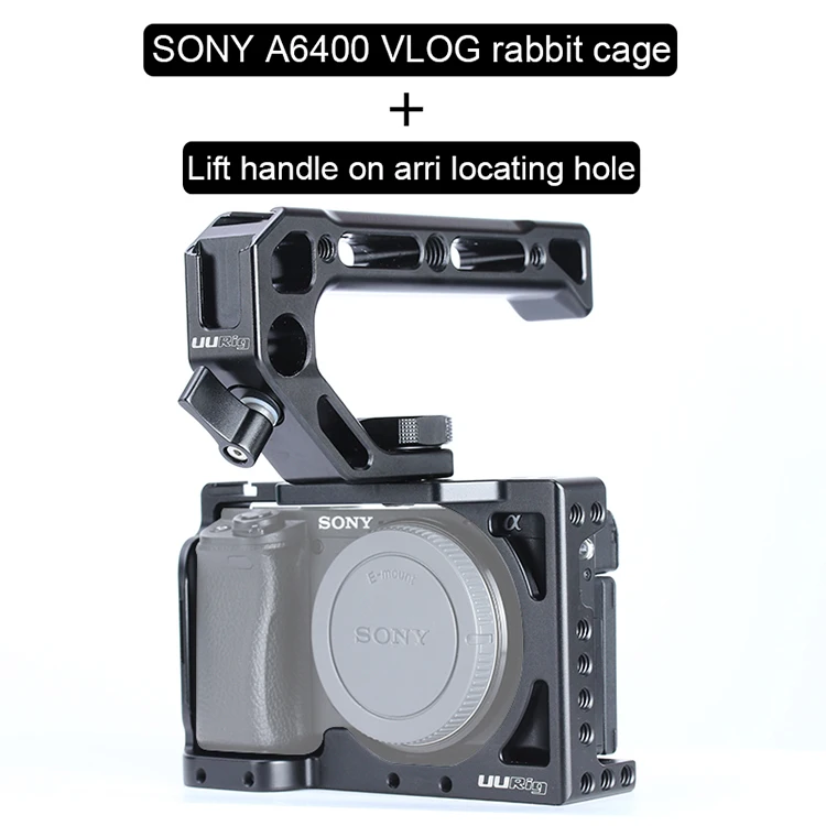 UURig для sony A6400 камера клетка+ Камера Холодный башмак ручка комплект, с Arri определения местоположения винт вращающийся винт внешний монитор микрофон