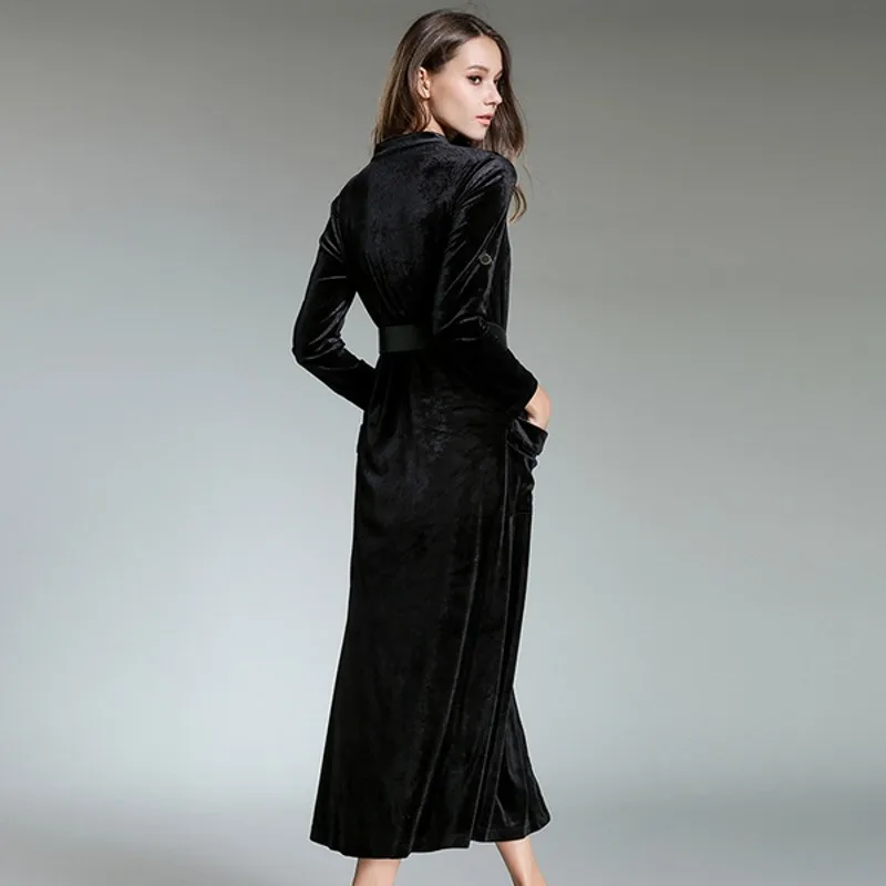 Новинка 2018 осень зима новое плюс размер винтажные миди платья корейское женское облегающее бархатное