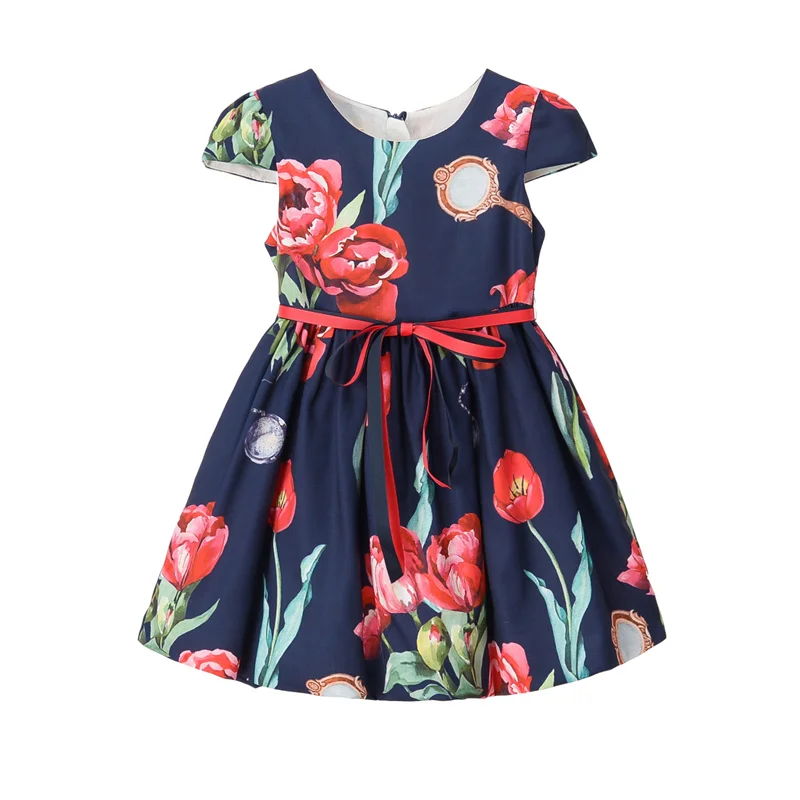 Летнее платье для девочек Inmusion 2017 модные брендовые дизайнерские платья с цветами
