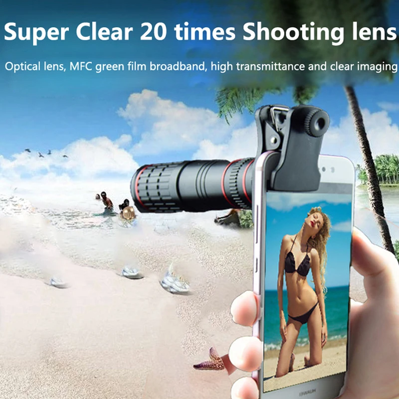 LISHE Universal 20X Telescope Optical Zoom Mobile Phone Lens For IPhone Samsung Huawei Smartphones Clip Telefon Camera | Мобильные