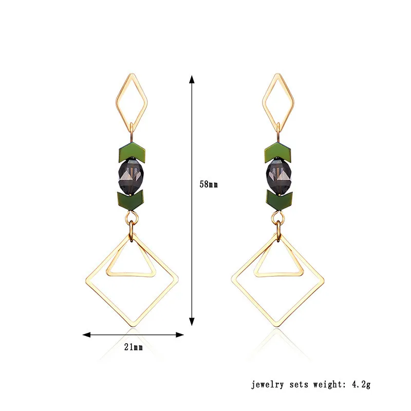 NJ Handmade Original Jewelry Retro Hollow Geometric Triangle Crystal Drop Earrings for women Free Shipping | Украшения и