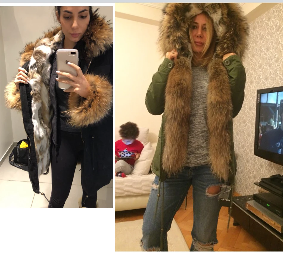 OFTBUY, новинка, парка, натуральный мех, пальто, зимняя куртка для женщин, натуральный мех енота, воротник, теплый, толстый, мех кролика, подкладка, парки, отстегивающиеся