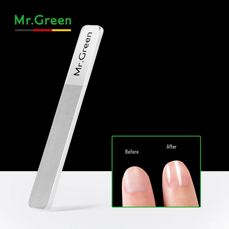 

Нанометр Mr. Green, пилка для ногтей, стеклянная пилка для профессионального маникюра и педикюра, инструменты для дизайна ногтей с металлическо...