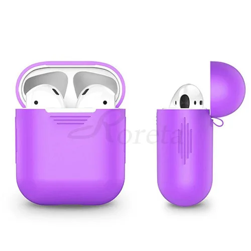 Фиолетовый Roreta силиконовый защитный чехол для наушников airPods, аксессуары для гарнитуры из ТПУ, мягкий чехол для Apple Airpods, зарядная коробка - Цвет: Фиолетовый