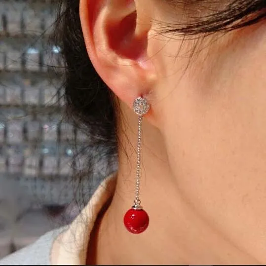 Korean star with simple sweet wild pearl earrings CZ