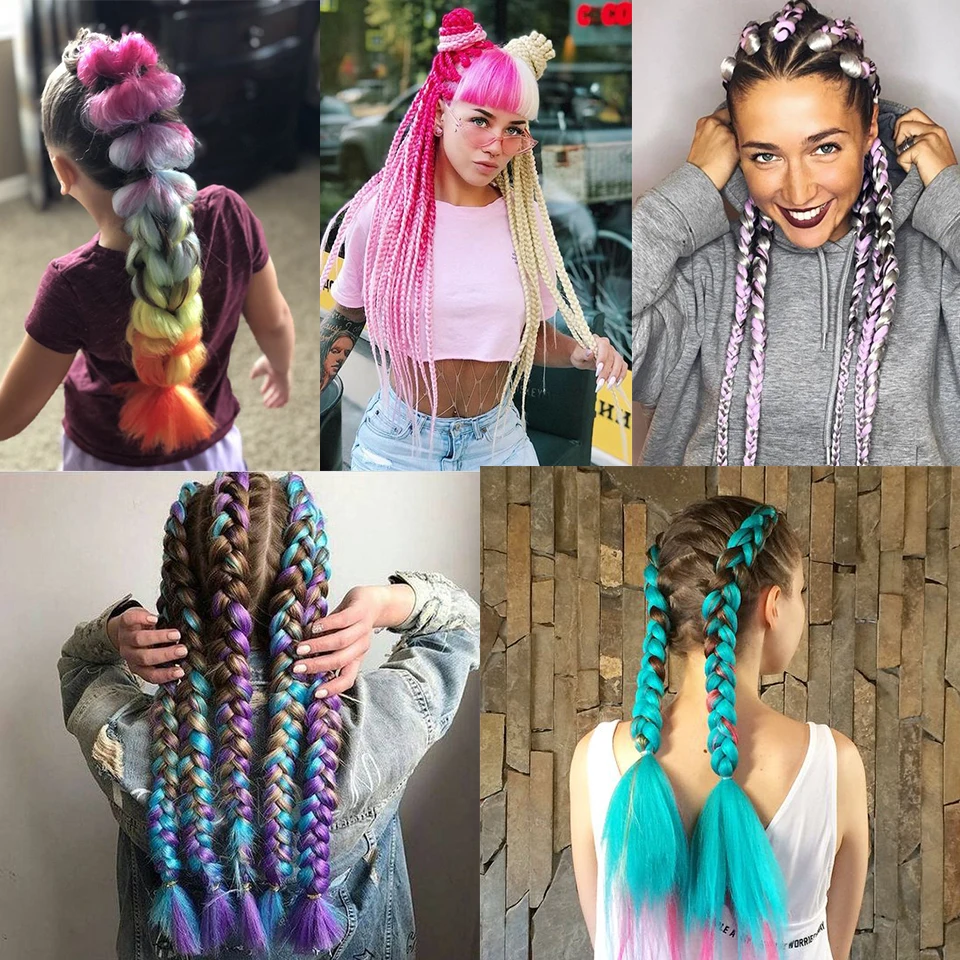 YYOUFU 24&quot 100g/pc Ombre Jumbo Synthetic Braiding Hair Crochet Extensions headwear Heat Resistant Oversized |