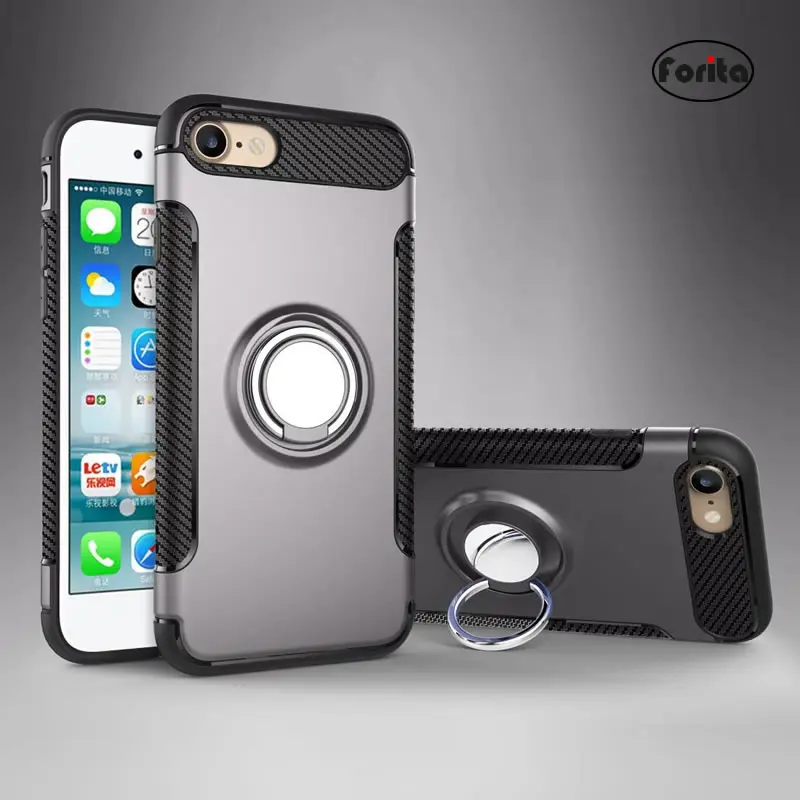 Forita HBR Magnetic Ring Car Holder Case For iPhone 7 7P Plus PC TPU Kickstand Back Cover Finger Stand iPhone7 i7 |