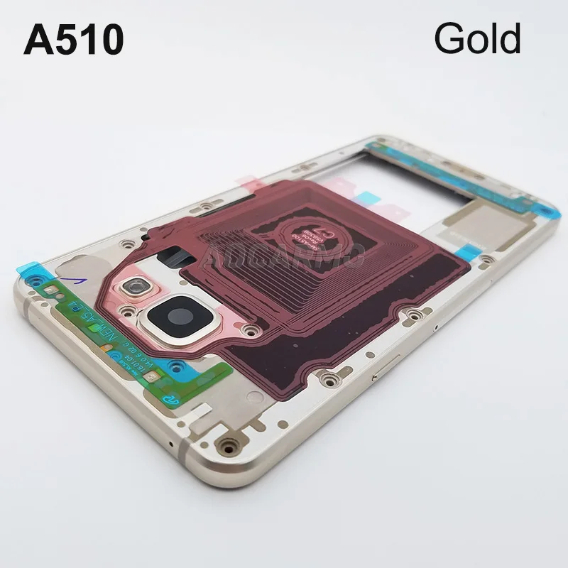 Золотистый Aocarmo Замена средняя рамка Корпус Шасси с кнопками SIM лоток для samsung A5() A510 A510F - Цвет: Золотистый