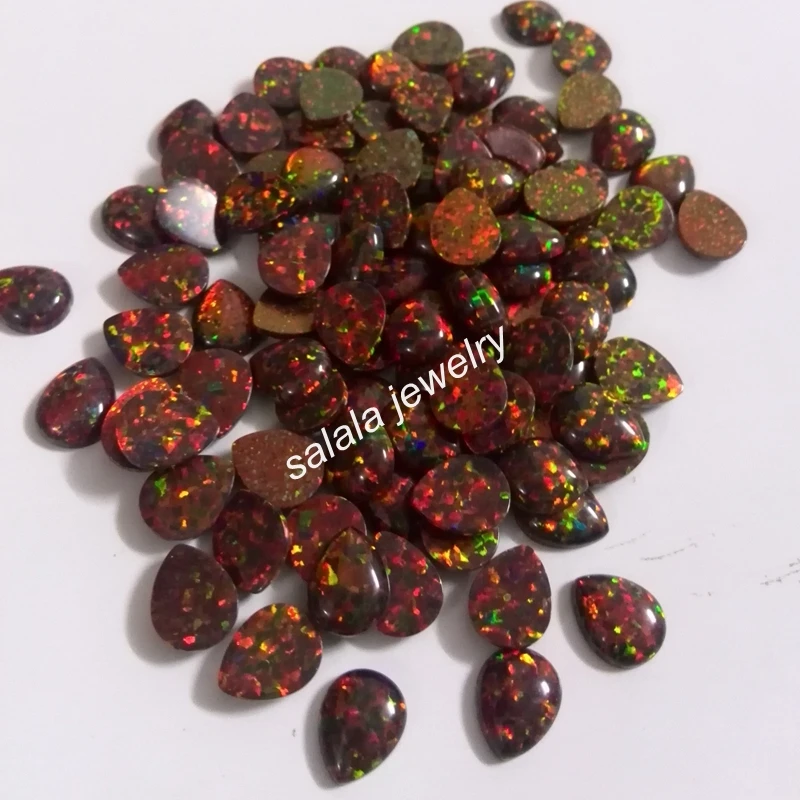 100pcs /lot Free Shipping 8x10mm Synthetic Opal Multi Cherry Pear Cabochon Stone Price | Украшения и аксессуары