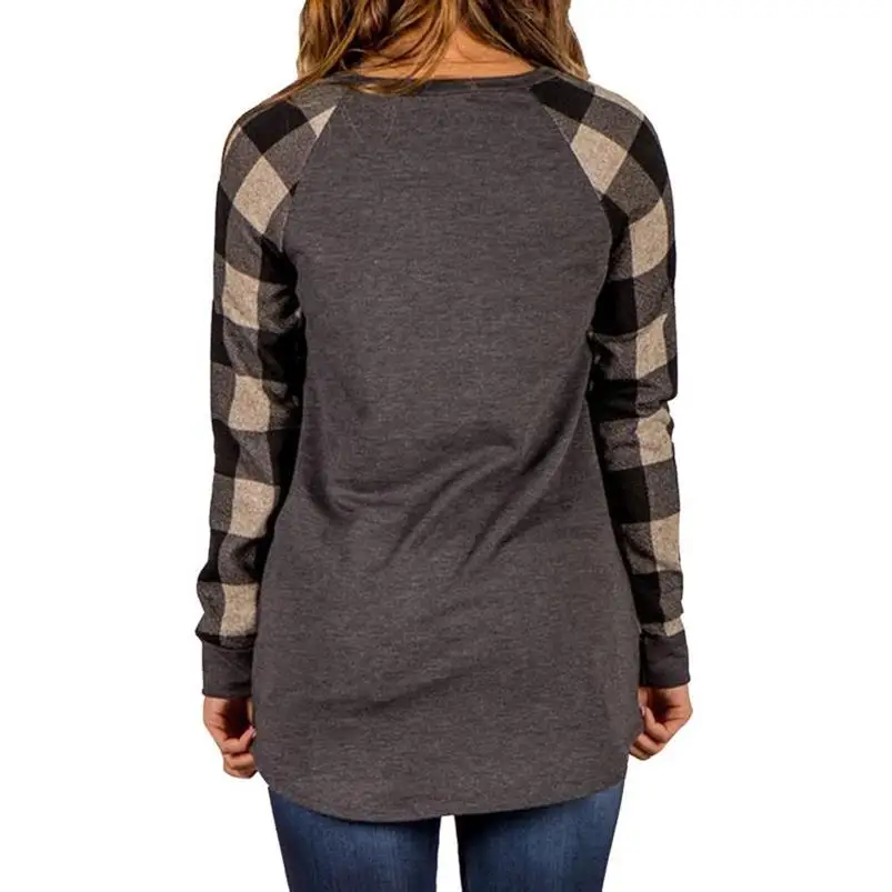 

New Arrival Mama Bear Letters Print Plaid Stitching Long Sleeves T-Shirt For Women Plus Size Women Tops Size Funny Cotton Japan