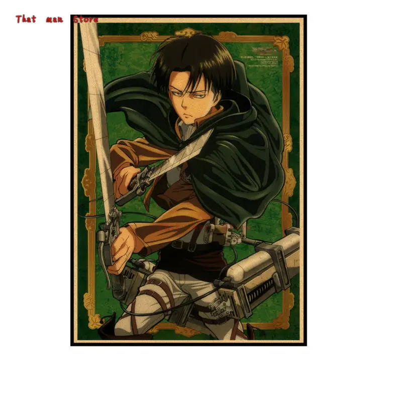 Атака на постер Titan/Eren Jaeger/Mikasa Ackerman/rivaille ackerman/плакат из крафт бумаги/наклейка
