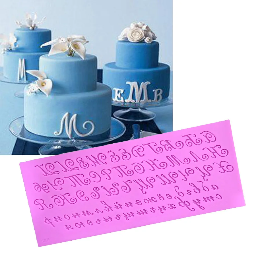 Russian Handwriting Alphabets Script Letters Silicone Cake Moulds Fondant Decorating Tools Bakeware Set | Дом и сад