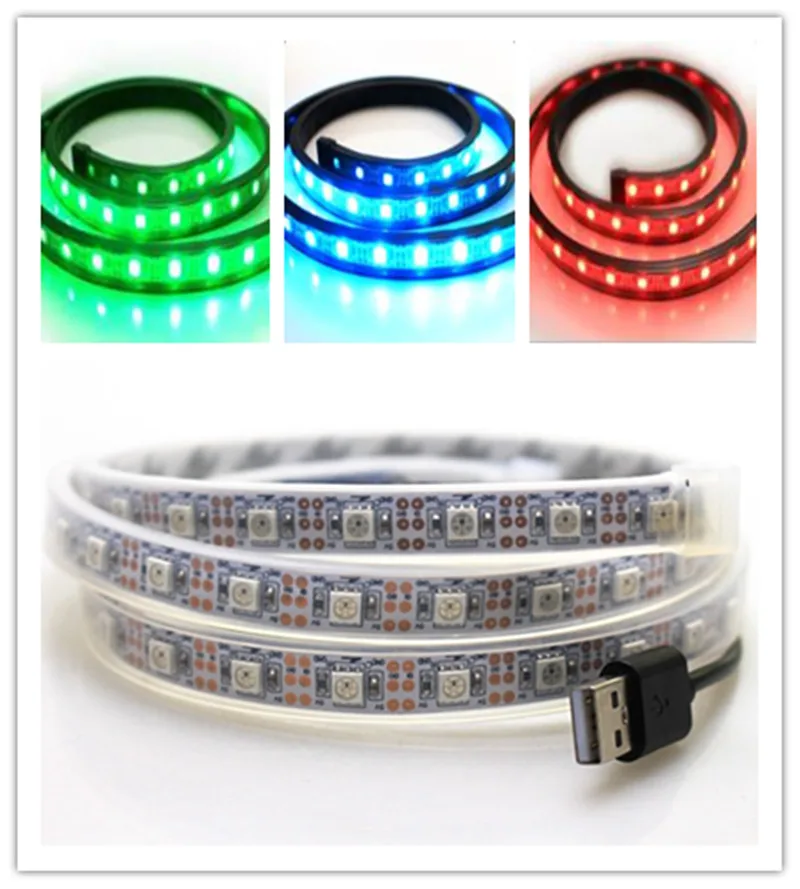 1 м USB светодиодная полоса света пикселей 5 в SMD5050 ws2812 60 светодиодов 60IC IP67