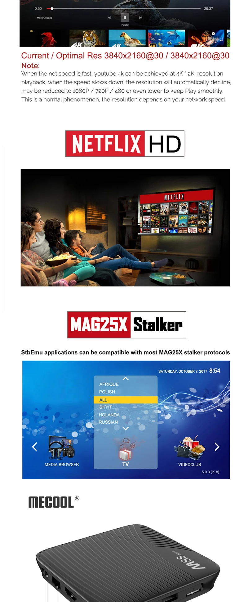 Mecool M8S PRO L Голосовое управление 4K Smart tv Box 3g 32G Android 7,1 Amlogic S912 2,4G/5 GHz Wifi BT4.1+ HS телеприставка медиаплеер