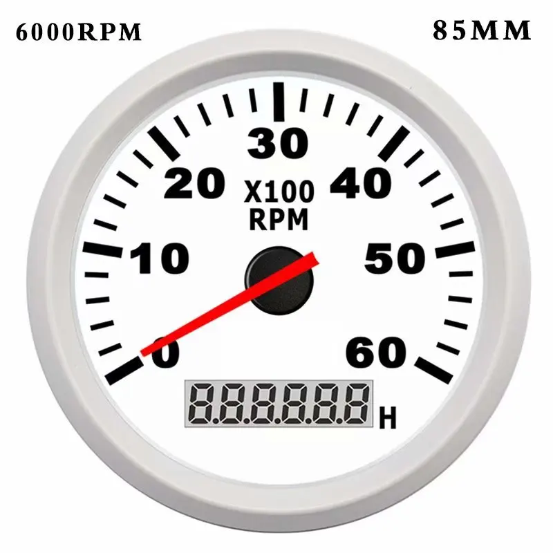 6000 rpm 85 мм/52 мм лодочный тахометр с ЖК-дисплеем 4000/6000/8000 об/мин Тахометр для дизельного бензинового двигателя Морской автомобиль Тахометр - Цвет: 6000 rpm