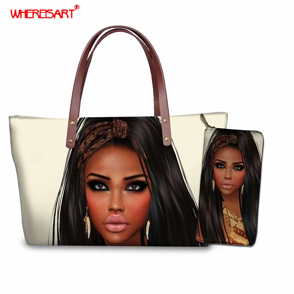 WHEREISART кошельки и сумки черного цвета в африканском стиле комплект из двух