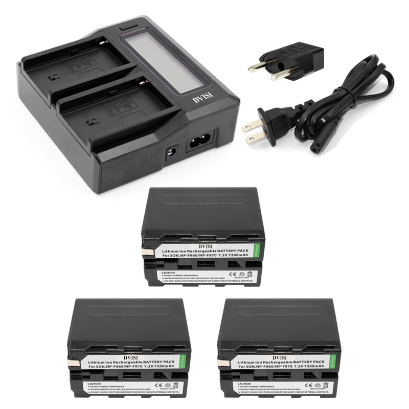 Ультра быстрое 3X двойное зарядное устройство с 3 шт 7200mAh NP F970 F960 батарея для Sony F975